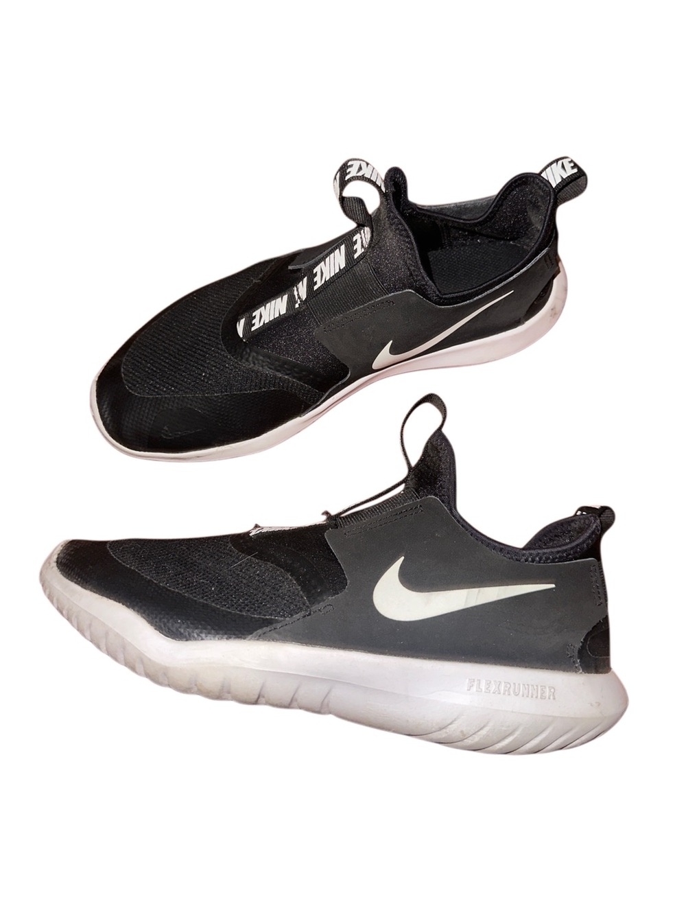 Nike Flex Runners Black and White Slip-On Sneakers